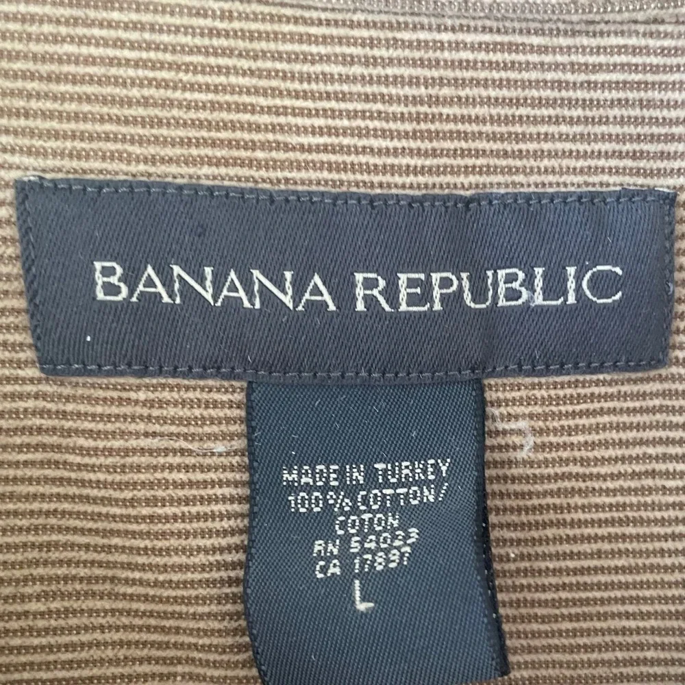Vintage Banana Republic Men L Corduroy Shirt Button Long Sleeve‎ Tan Brown *READ